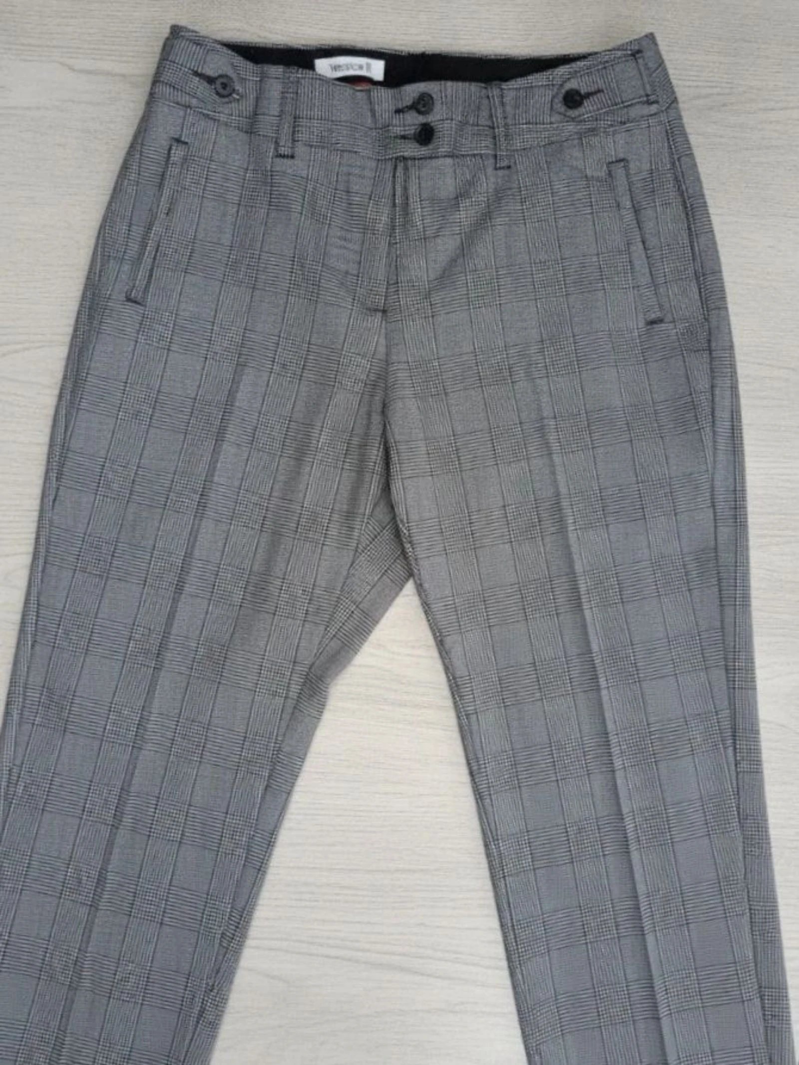 C&A Glen Plaid getailleerde grijze corporate old money chinobroek – photo 3